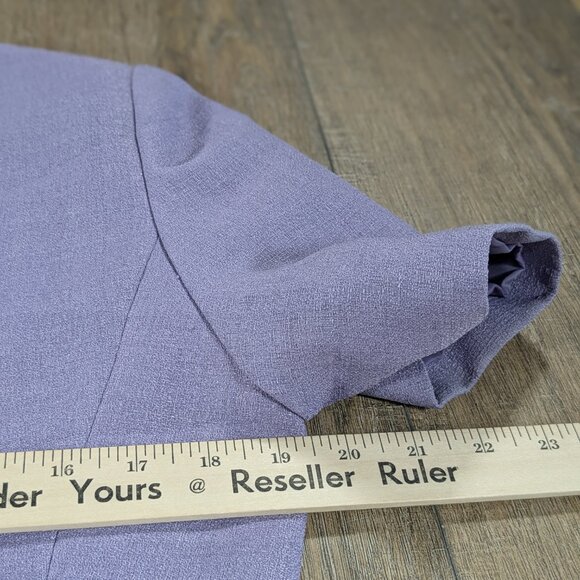 Le Suit Blazer Skirt Set Womens 8 Purple Short Sleeve Button Up Preppy Office - Picture 9 of 13